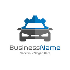 Obraz premium Car service vector logo template. Logo with wrench or gear symbol. This logo is suitable for industrial, automotive and technology.