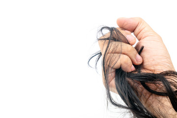 Woman's hand With concerns or problems with Trichotillomania or hair pulling In problems caused by mental health