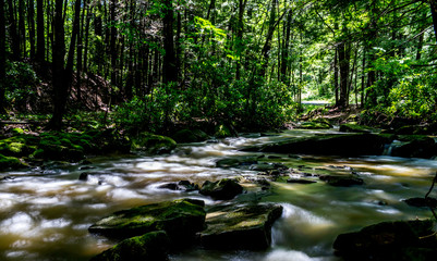 Fototapeta na wymiar flowing stream long exposure warren pennsylvania