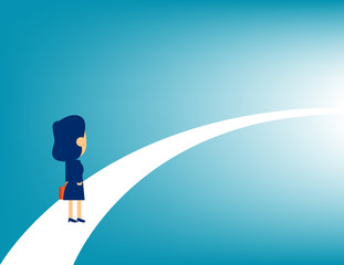 Obraz premium Business person looking at the road for business success. Concept business challenge vector illustration, Kid business cartoon character style design.