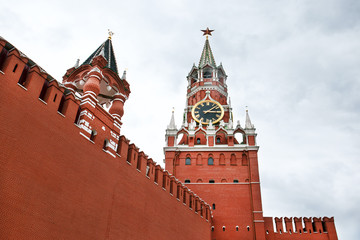Obraz premium Moscow. Russia. The Red Square. Kremlin. Spasskaya Tower. Copy space.
