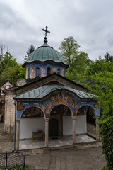 Fototapeta na wymiar Medieval buildings in Sokolovo (Sokolski) Monastery Holy Mother's Assumption, Gabrovo region, Bulgaria