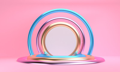 Obraz premium Minimalist abstract background, primitive geometrical figures, 3D render.