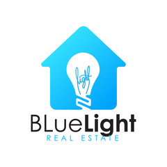 Modern minimalist bulb light house logo design.