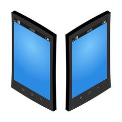 Isometric vector smartphone set from two angles