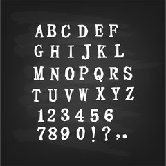 Uppercase alphabet on blackboard background. Latin alphabet letters.Vector illustration.