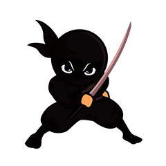 black ninja holding a sword ready to fight