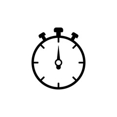stopwatch, icon, vector, watch, chronometer, stop, symbol, clock, timer, line, illustration, isolated