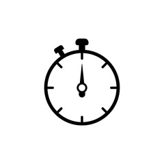 stopwatch, icon, vector, watch, chronometer, stop, symbol, clock, timer, line, illustration, isolated