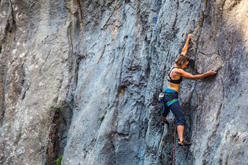 Fototapeta premium Woman engaged in extreme sport.
