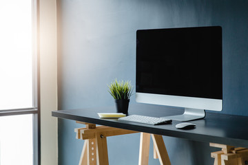 workspace with computer on home or studio and office,business concept
