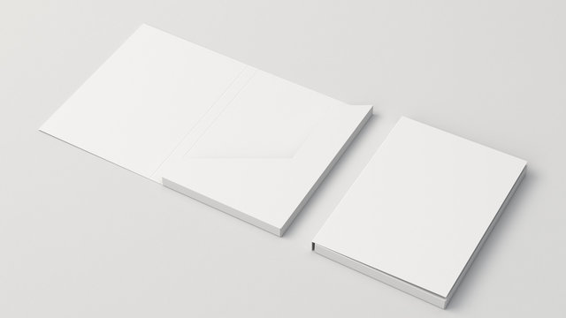 Mockup of blank white cardboard folder