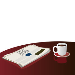 Coffee cup with newspaper on the table
