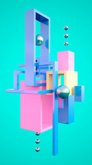 Abstract composition of geometric shapes. 3D illustration