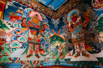 Paintings in buddhist monastery, Ladakh, India, Tibet