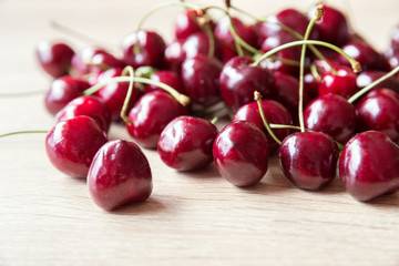 Ripe sweet cherry on a table