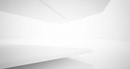Obraz premium Abstract architectural white smooth interior of a minimalist house with large windows.. 3D illustration and rendering.