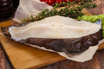 Raw wolffish steak