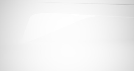 Abstract architectural white smooth interior of a minimalist house with large windows.. 3D illustration and rendering.