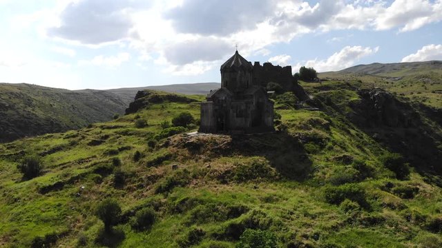 Amberd Castle Church, Armenia, Caucasus, Aerial Shot