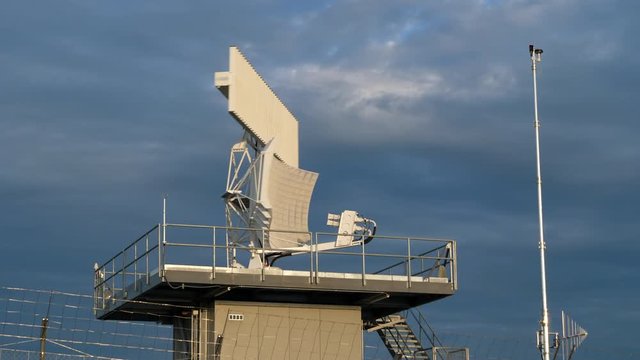 View Of An All-around Antenna For Air Defense And Tracking Made Of Phased Array Technology On A Rotating Platform