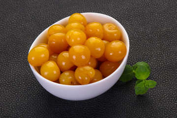 Yellow ripe cherry dessert
