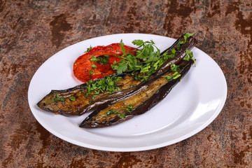 Grilled eggplant with bell pepper