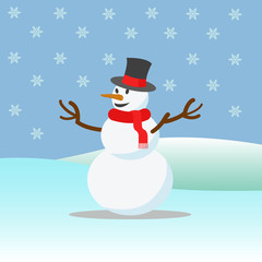 Snowman and snowflakes vector illustration