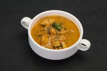 Traditional thai curry chicken soup