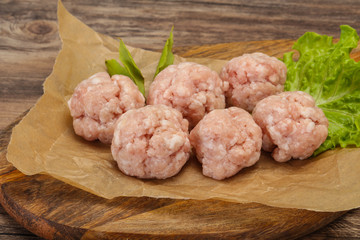 Homemade raw pork minced meatball for cooking