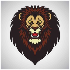 Lion Head Roar Mascot Logo Design Vector Cartoon Illustration