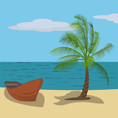 Fototapeta na wymiar Vector drawing of a holiday tropical destination