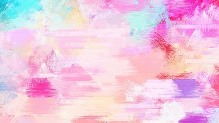 brush painting with mixed colours of pastel pink, neon fuchsia and turquoise. abstract grunge art for use as background, texture or design element