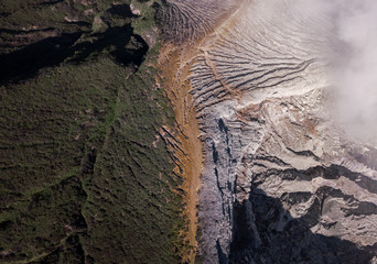 Aerial: Landscape view near Ijen volcano area