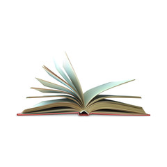 Realistic open book. Book template with white pages. Vector illustration isolated on white background