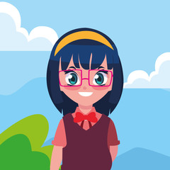 happy school girl with uniform