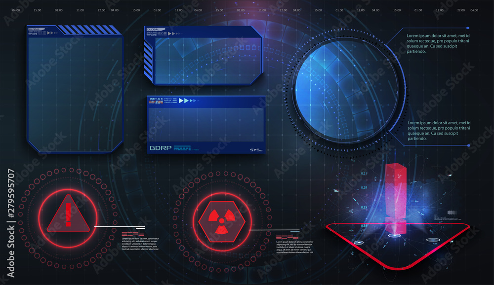 Fototapete hud, ui, gui futuristic user interface screen elements set. high tech screen for video game. sci-fi 