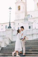  Beautiful stylish pair of in the European style. Wedding photo shoot on the streets of Rome.
