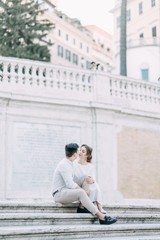  Beautiful stylish pair of in the European style. Wedding photo shoot on the streets of Rome.