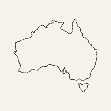 recommend clip art: Thin outline map of Australia isolated on white background. Vector illustration.