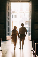  Beautiful stylish pair of in the European style. Wedding photo shoot on the streets of Rome.