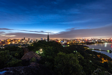 Obraz premium panorama of the hangzhou city at night
