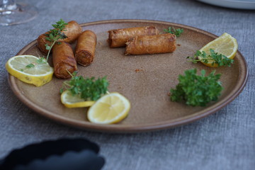 Fresh spring rolls on plate