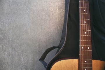 Acoustic guitar, close up background