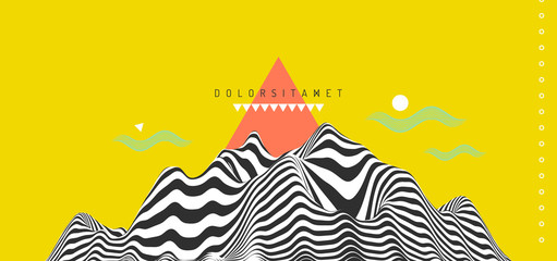 Landscape background. 3d surreal vector illustration for brochure, magazine, poster, presentation, flyer and banner. .