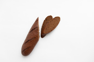 black bread on a white background Isolate