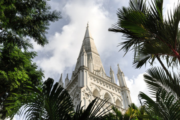 Beautiful day view of St Andrew's Cathedral in Singapore