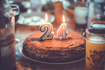birthday cake with candles 24