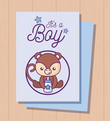 baby shower card it is a boy with cute monkey