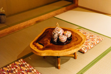Ryokan series: Tea set in Japanese traditional hotel room